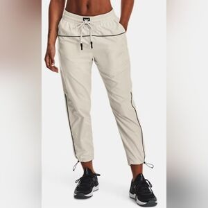 Under Armour Project Rock Brahma White Track Pants with Black Accents Sz M